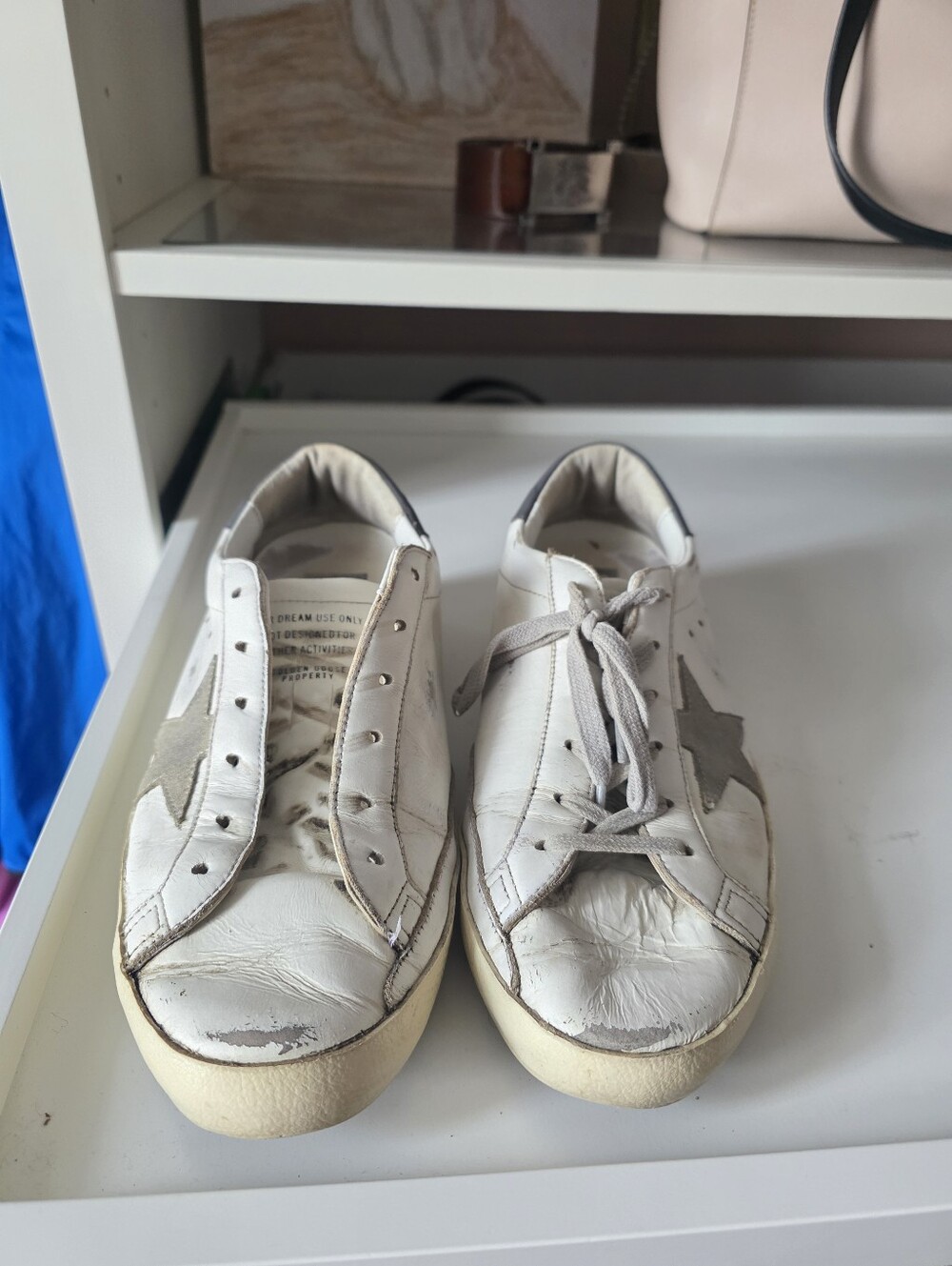 Golden Goose White Sneakers with Gray Star Accents